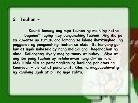 kwento ng tauhan maikling kwento